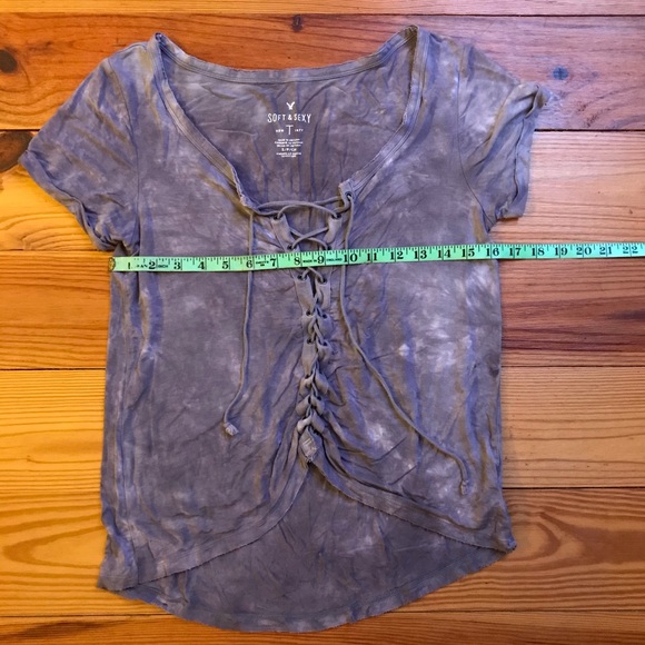 AEO Soft & Sexy Purple Tie-Dye Lace-Up Tee, EUC, S - Picture 4 of 11